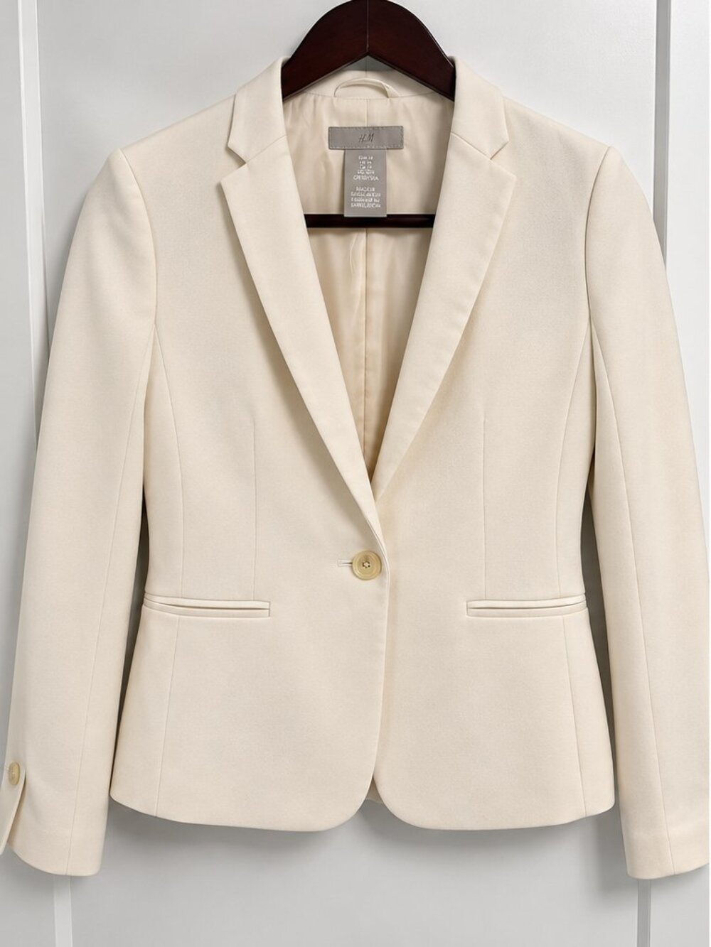 H&M Ivory Cream Tailored Blazer Single Button XS